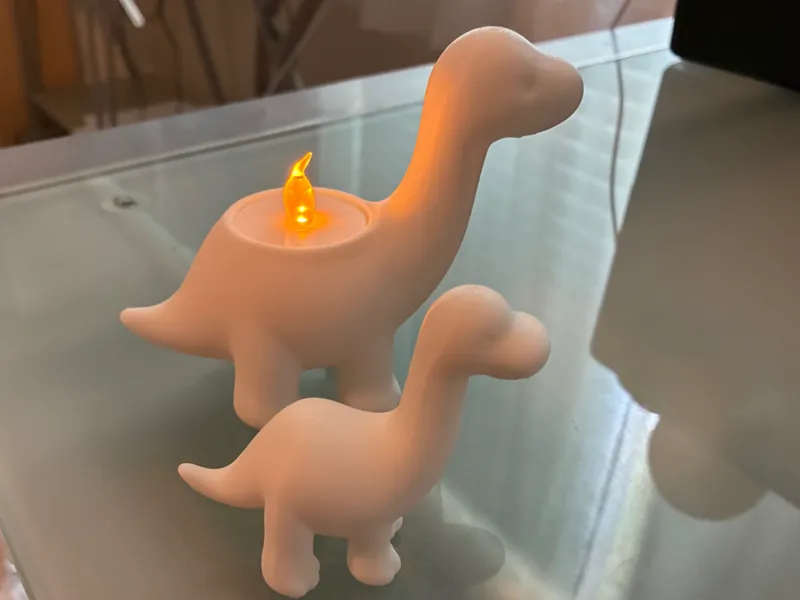Baby Brontosaurus and Mommy Tea Lamp