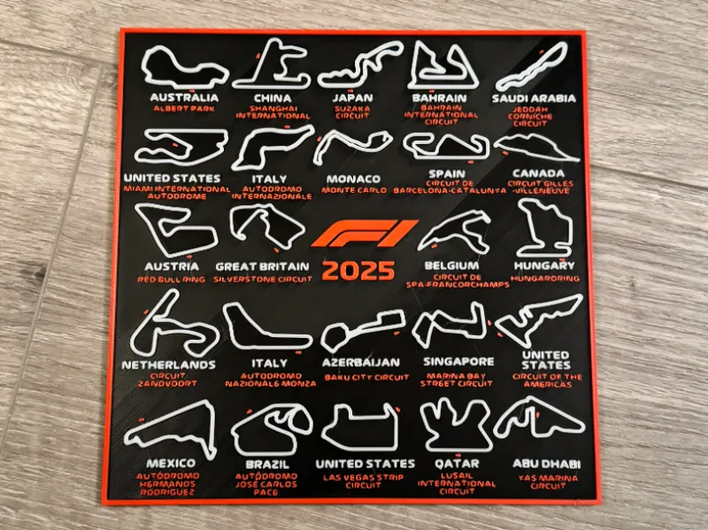 F1 2025  Calendar Tracks Frame - Formula 1