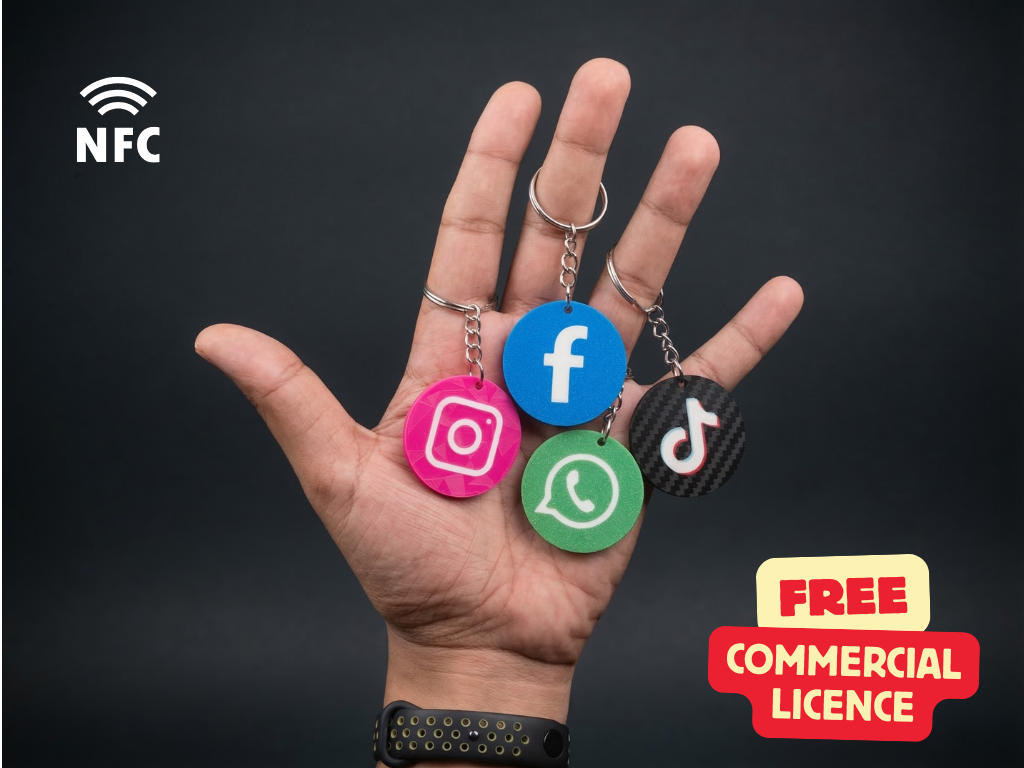 Social Media NFC round Keychain