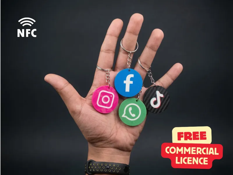 Social Media NFC round Keychain