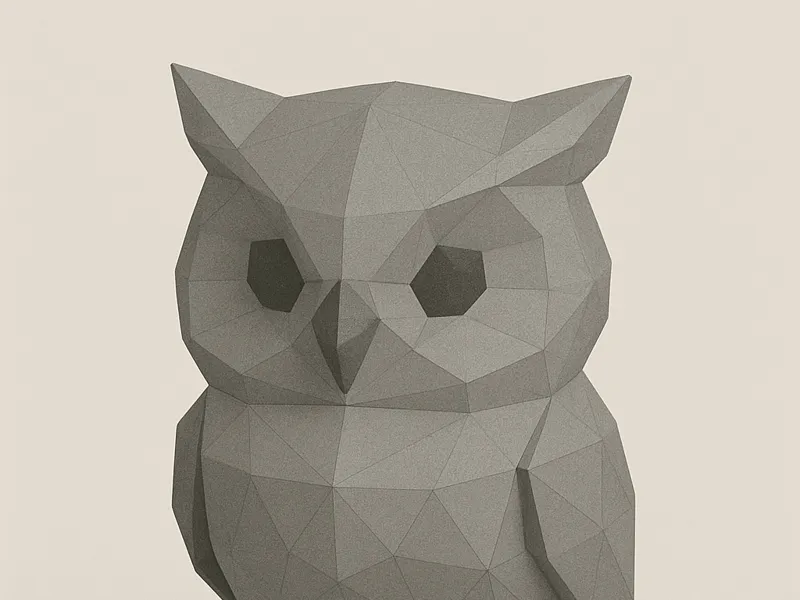 Civetta Owl Low Poly 3D – Design Geometrico noAMS