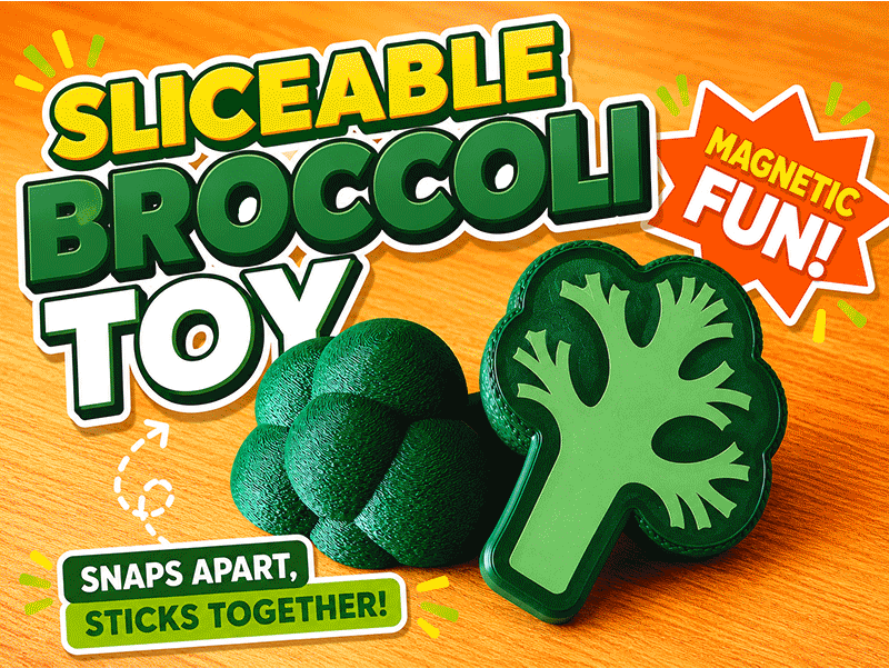 Sliceable magnetic broccoli toy