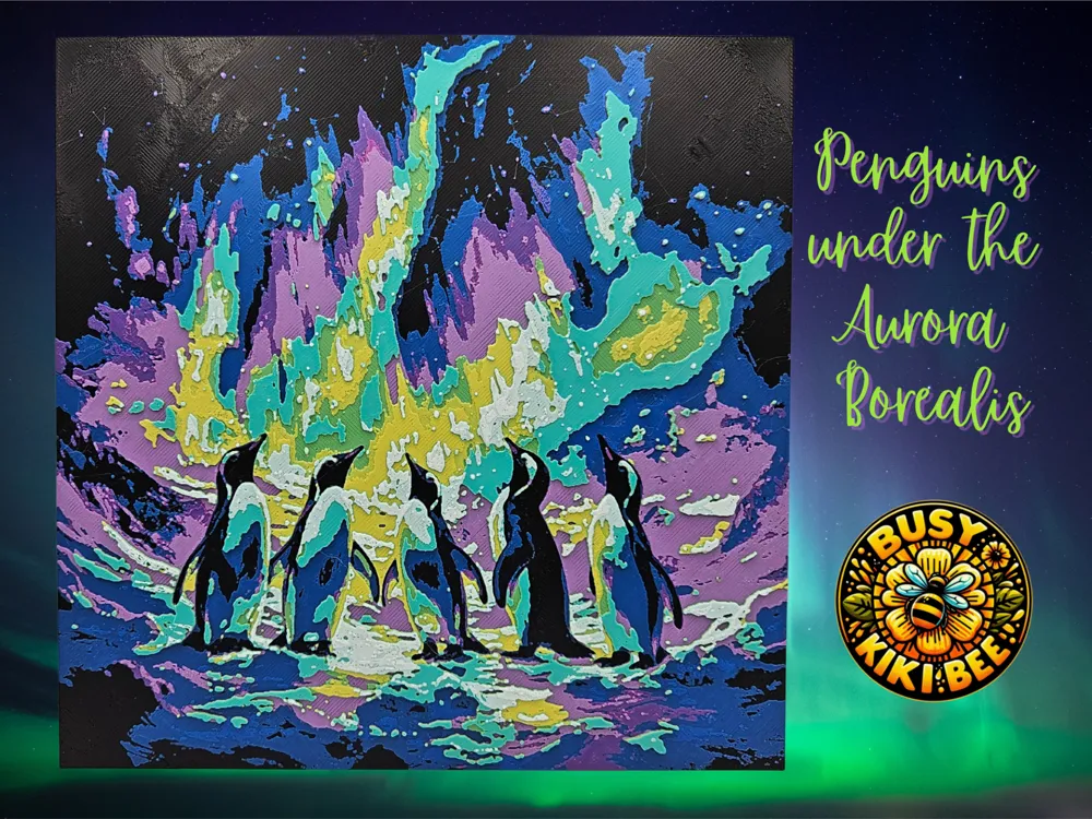 Penguins Under the Aurora Borealis