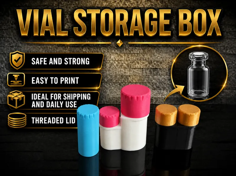 Vial storage box container threaded lid Peptide 