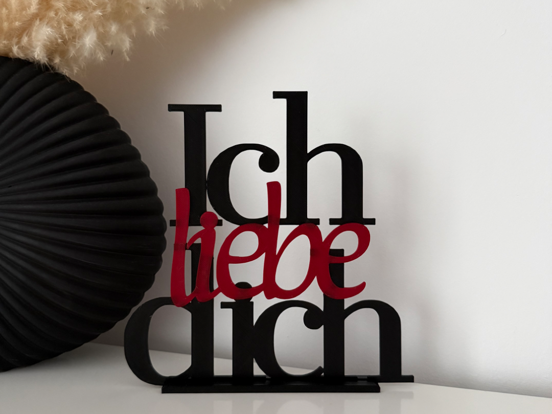 "Ich liebe dich" Schriftzug mit Aufsteller