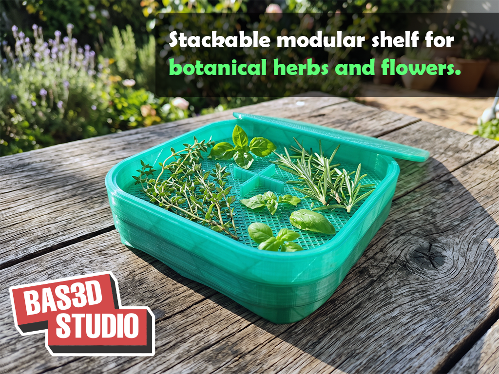 Stackable modular shelf for botanical herbs