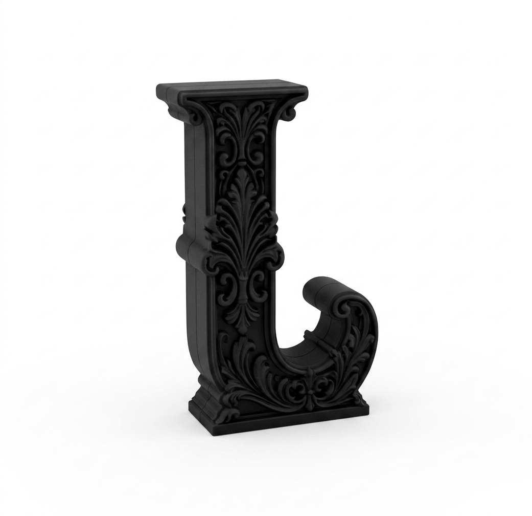 Goth Baroque Letter J gothic Decor - 1