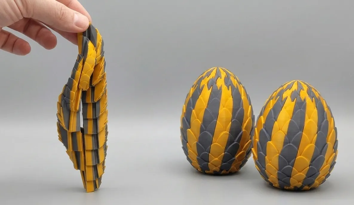Twist Fidget Egg | 16-Segment | Print-in-Place view 3