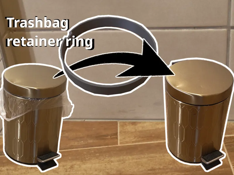 Bathroom bin trash bag retainer ring