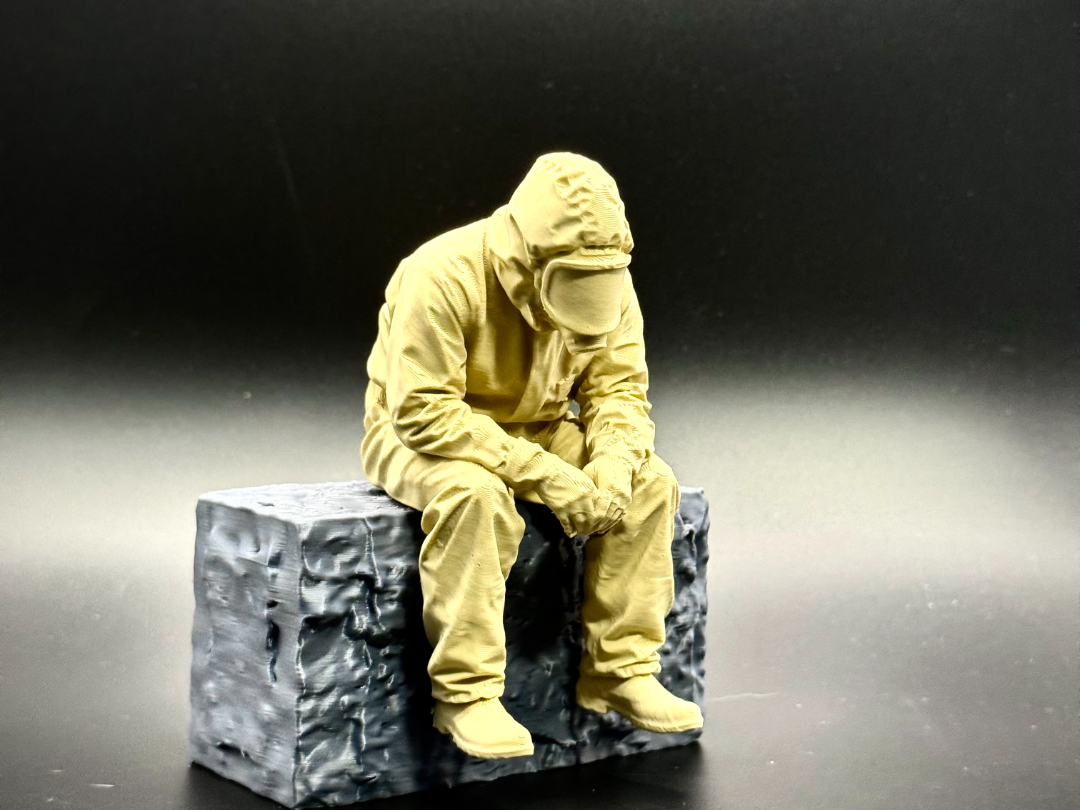 Sad Nuclear Radiation Worker Edge Sitter Figurine