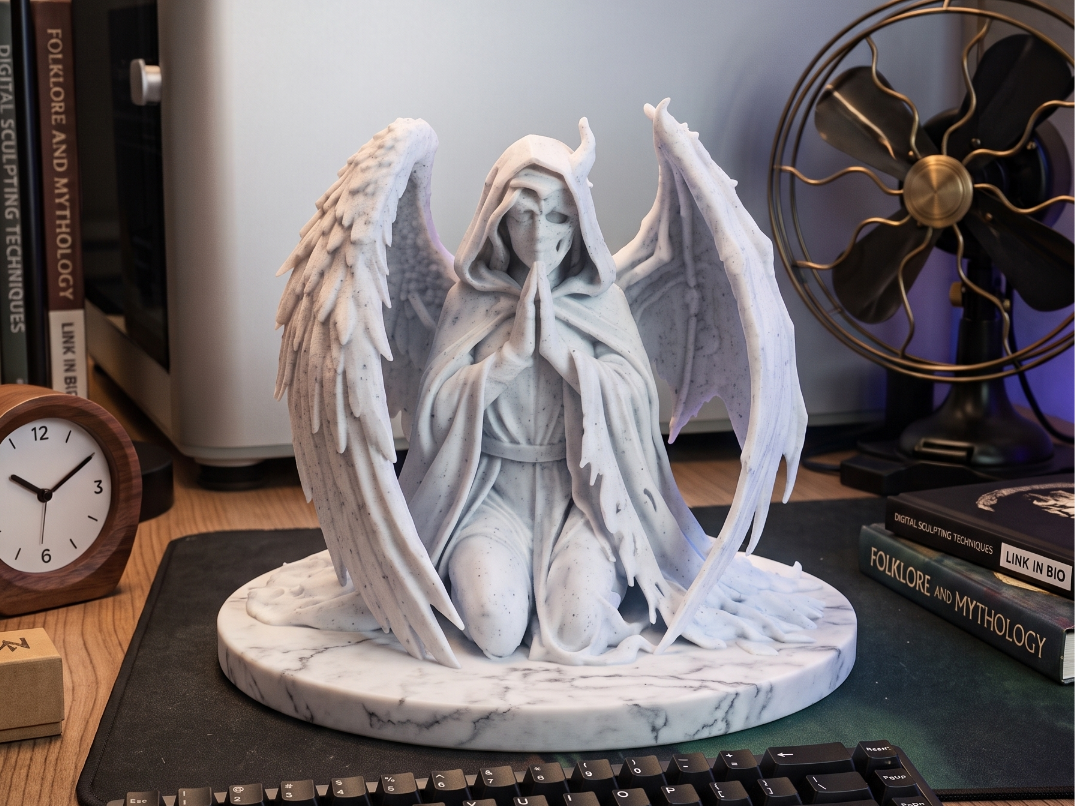 "Silent Prayer" – Dark Angel Statue 3D Model