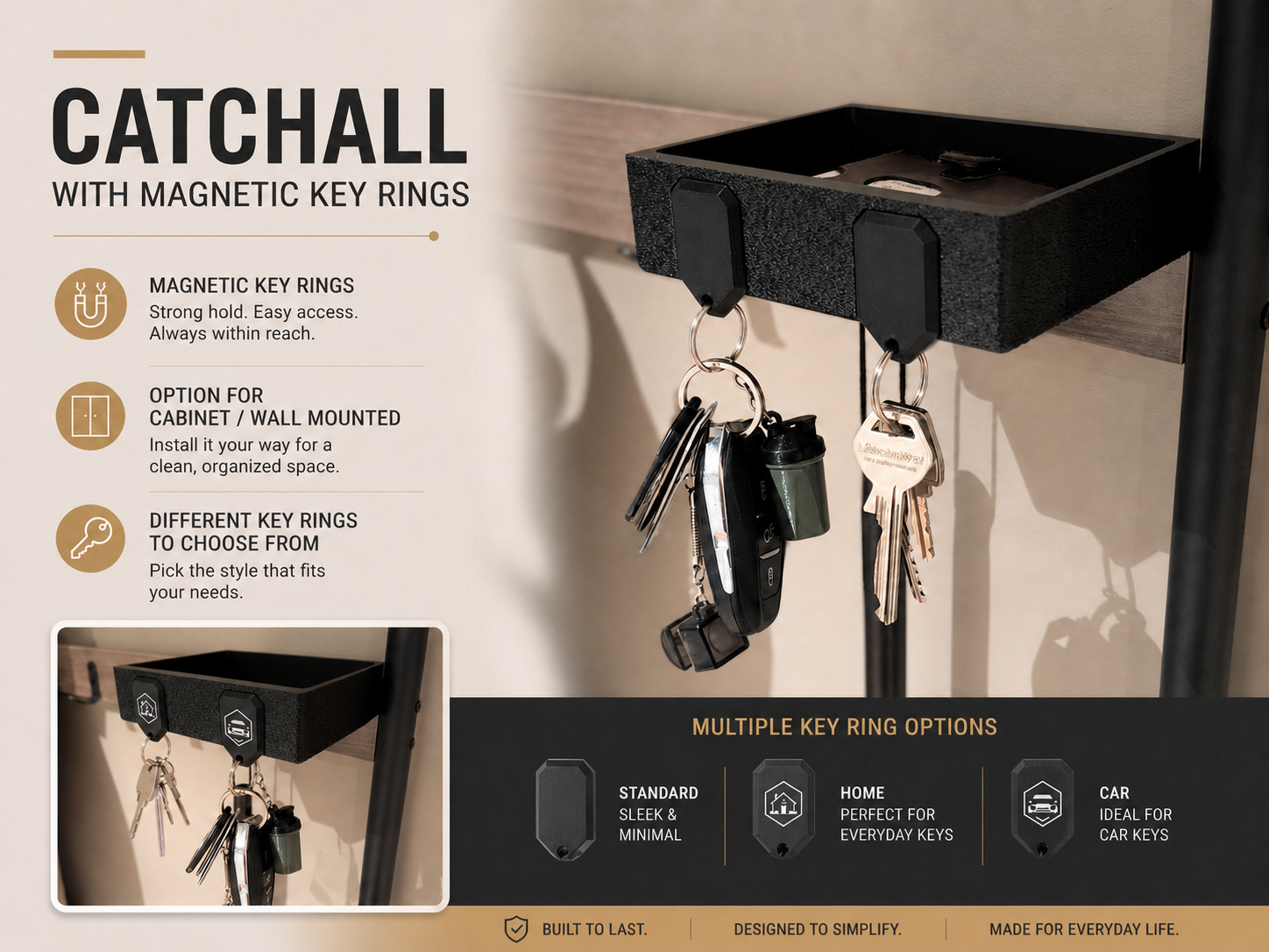 Catchall with Magnetic Key Rings