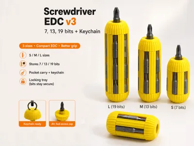 Screwdriver EDC v3 (7, 13, 19 bits) +Keychain
