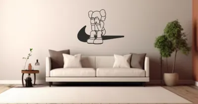 Kaws On Nike Logo Wall Art