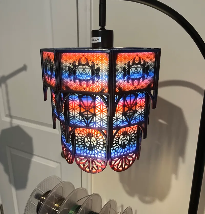 XL Trippy Geometric Three Tier LED Pendant Lamp