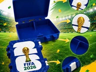 Caixa Dupla Porta Figurinhas Copa 2026 com Taça