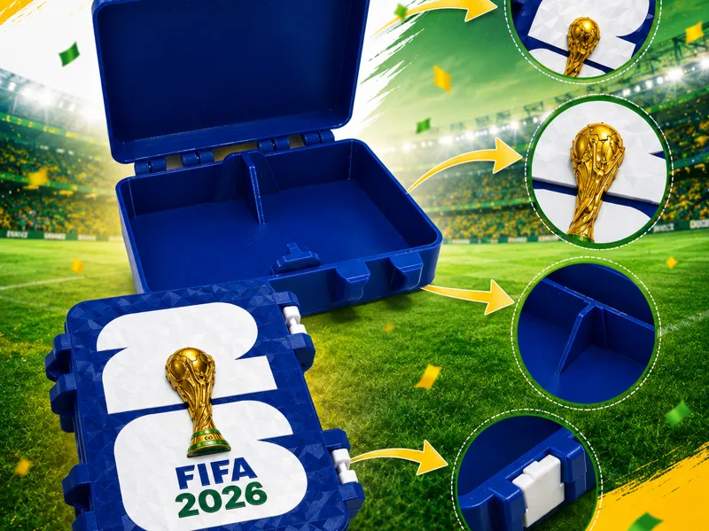 Caixa Dupla Porta Figurinhas Copa 2026 com Taça