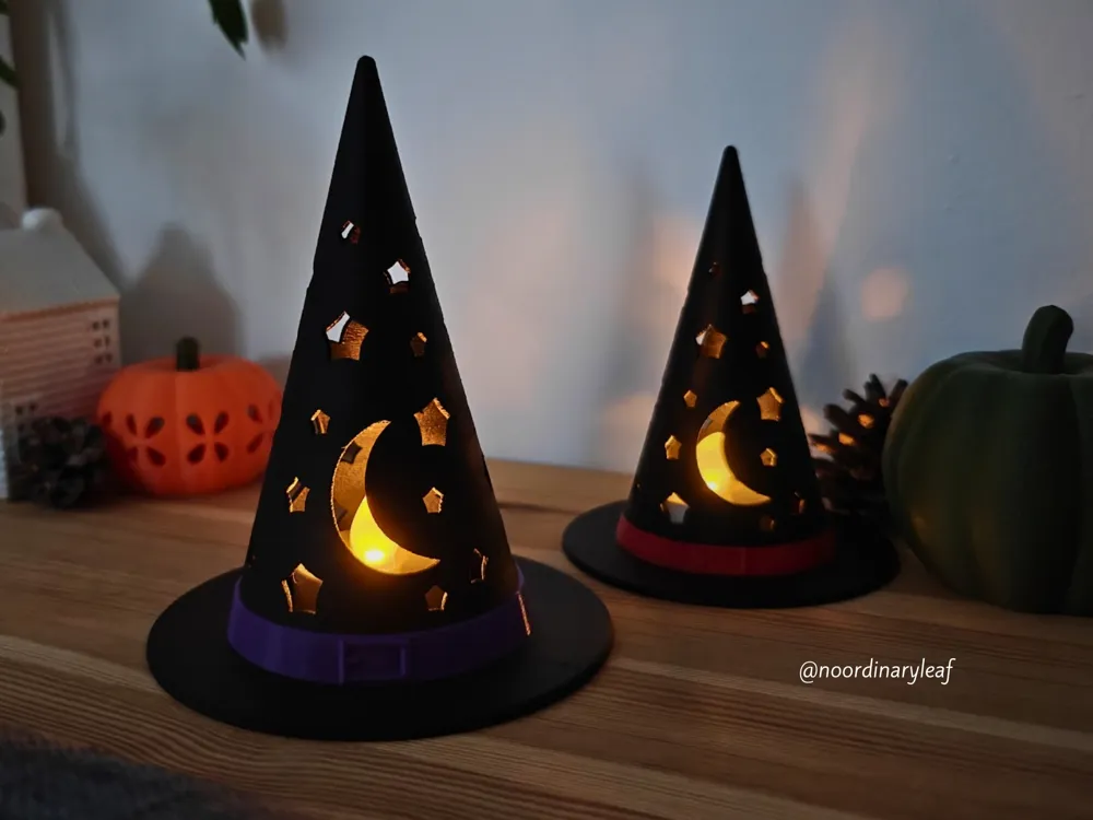 Stackable Witch Hat Tealight Covers - Free 3D Print Model - MakerWorld