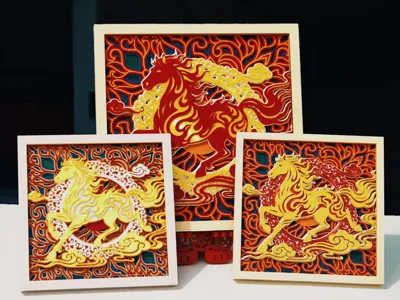 2026 Year of the Horse Layered Sculpture Art - 'Instant Success' Style Twelve