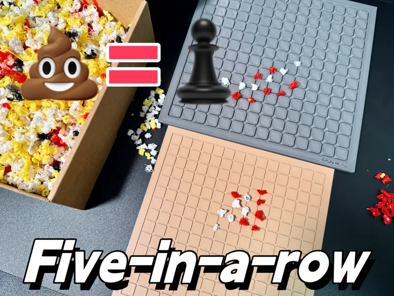 Five-in-a-row，gobang game.Gomoku piece=poop五子棋盘