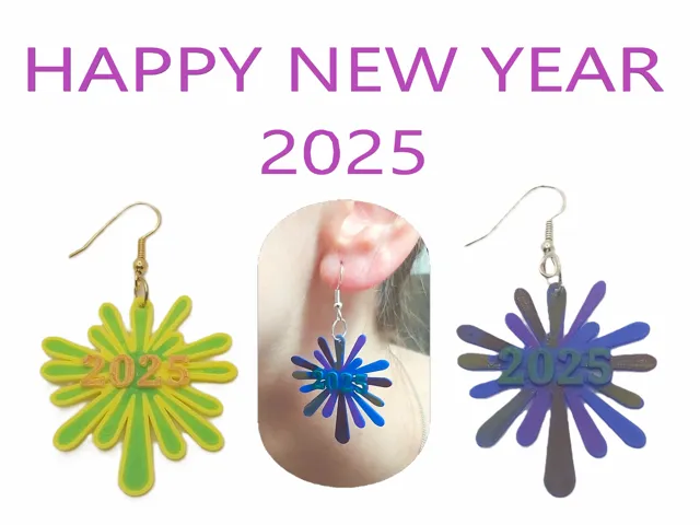 New Year Firework Earrings 2025 20 Minute Print