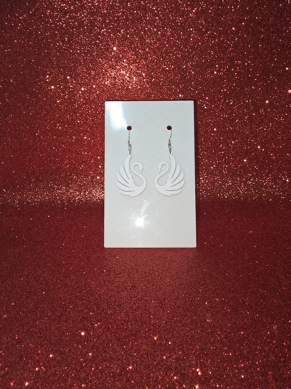 Swan earrings view 2