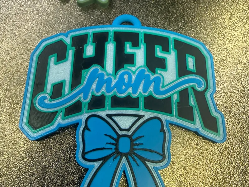 Cute Cheer Mom Bow Keychain Bag Tag