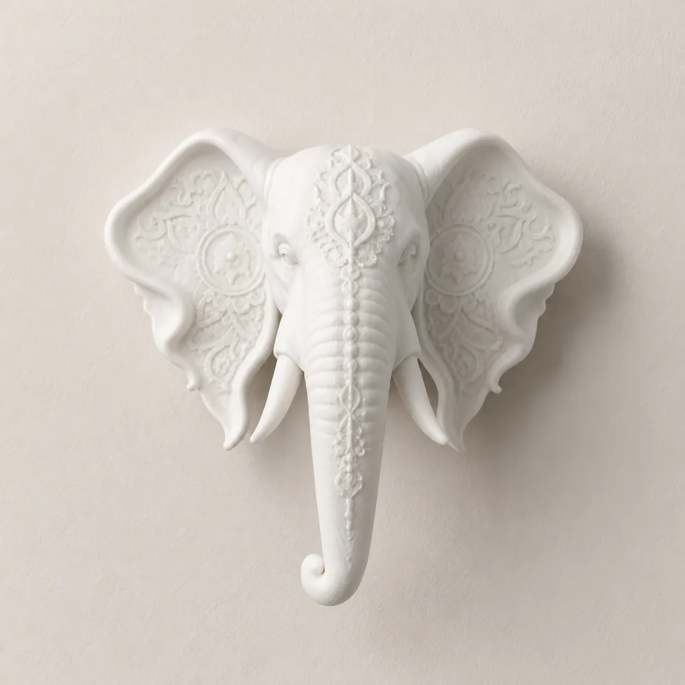 Ornamental Elephant Head Wall Mount | WallDock - Free 3D Print Model ...