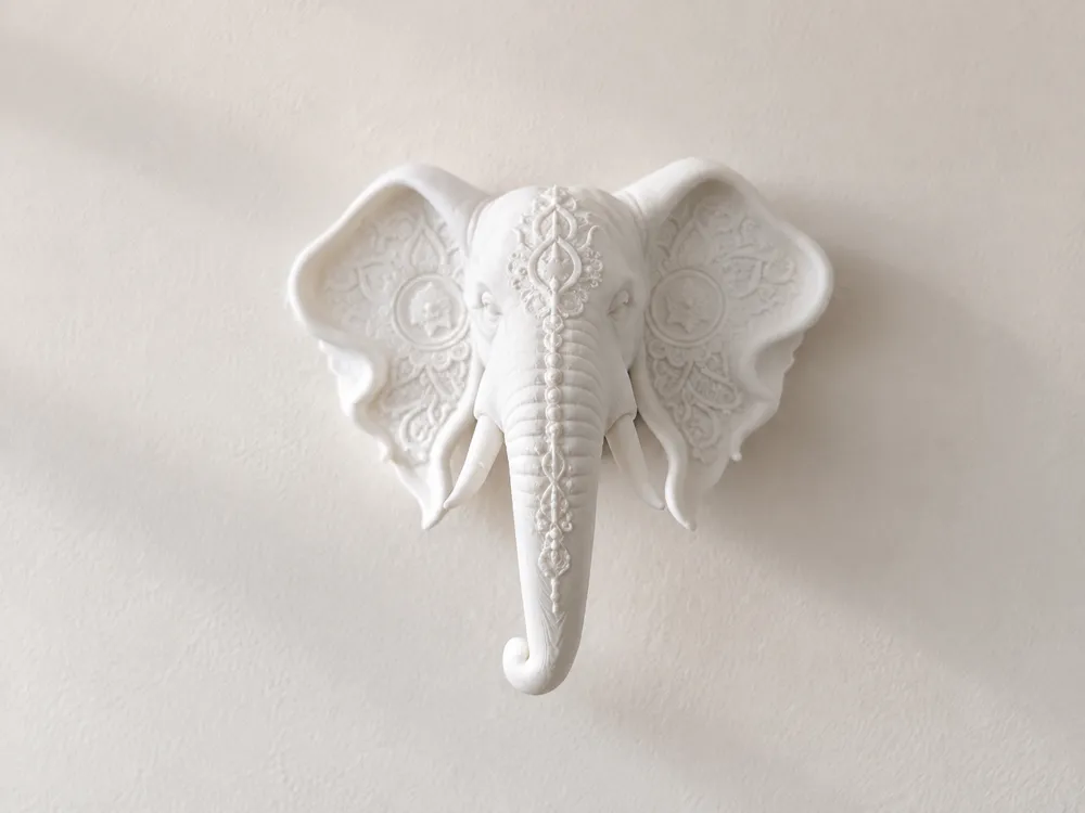 Ornamental Elephant Head Wall Mount | WallDock - Free 3D Print Model ...