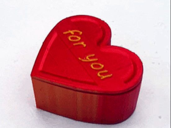 Box for a ring in the shape of a heart