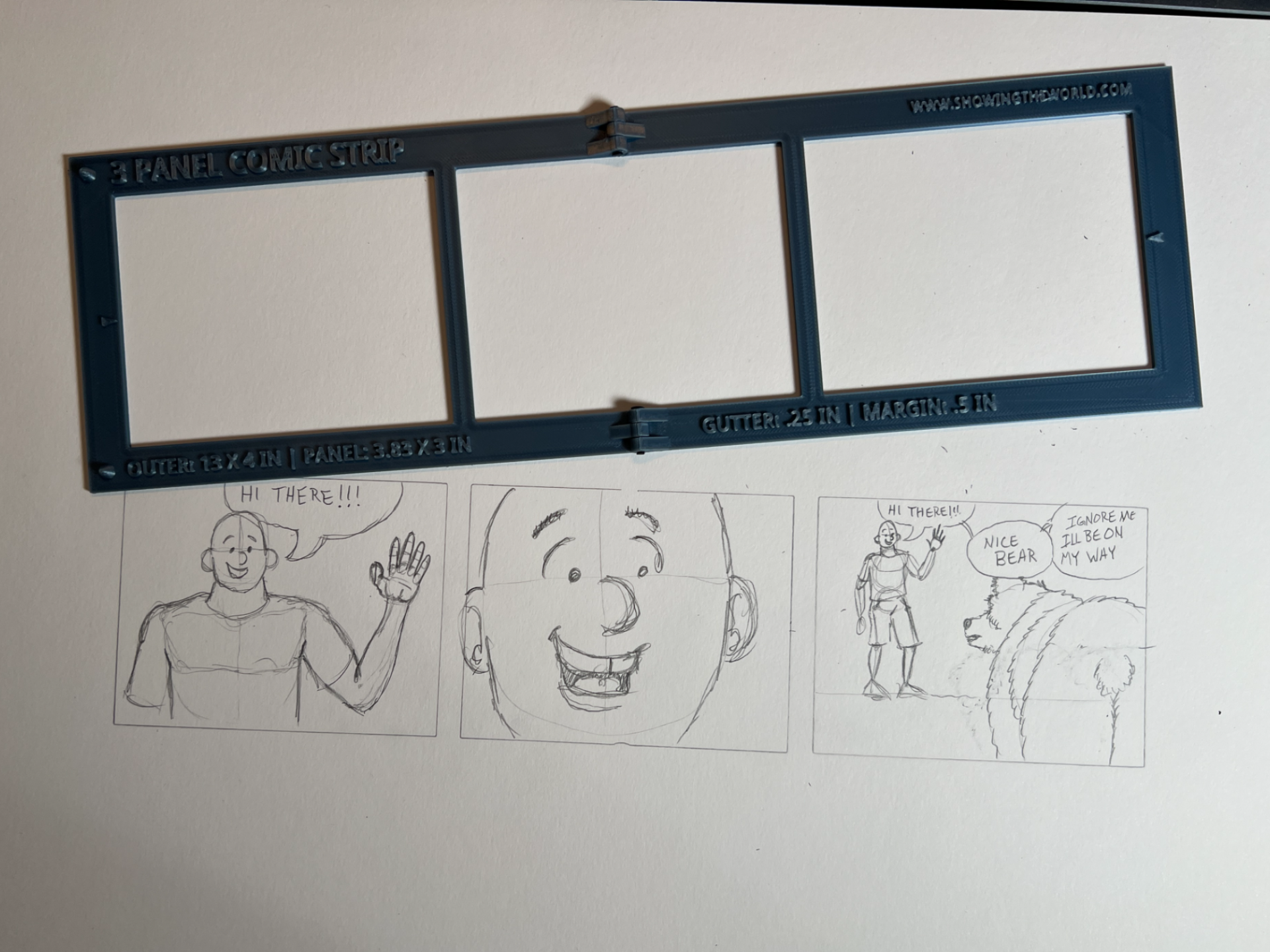 Foldable 13x4" 3-Panel Comic Strip Template