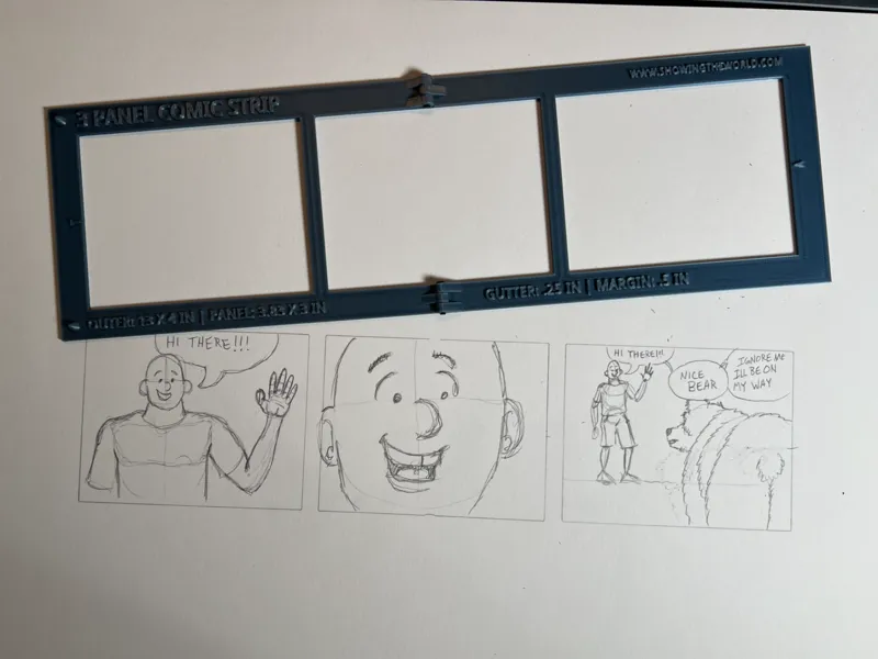 Foldable 13x4" 3-Panel Comic Strip Template