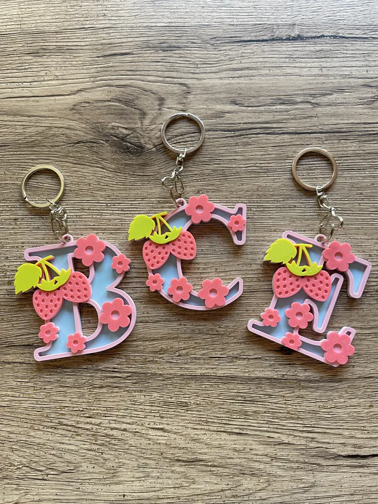 Keychain Strawberry Alphabet A to Z - Free 3D Print Model - MakerWorld