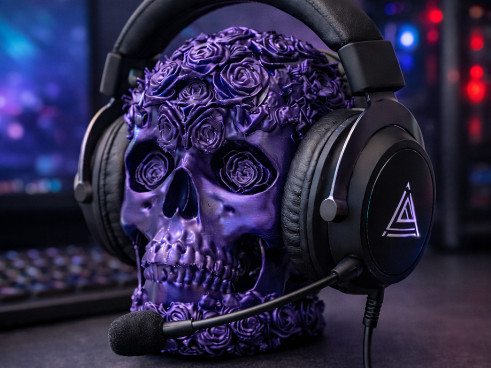 Skull with roses / Roseskull | Kopfhörerständer