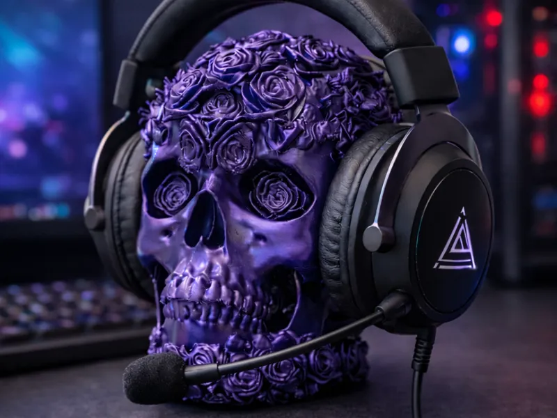 Skull with roses / Roseskull | Kopfhörerständer