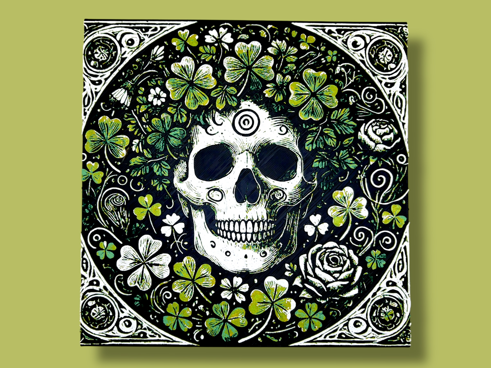 Skull - St. Patrick's Day - Lucky Clovers Hueforge