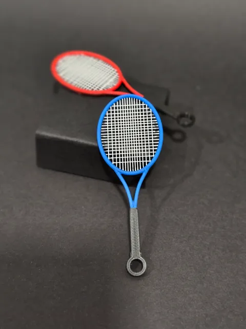 Tenis racket keychain, earring, necklace view 2