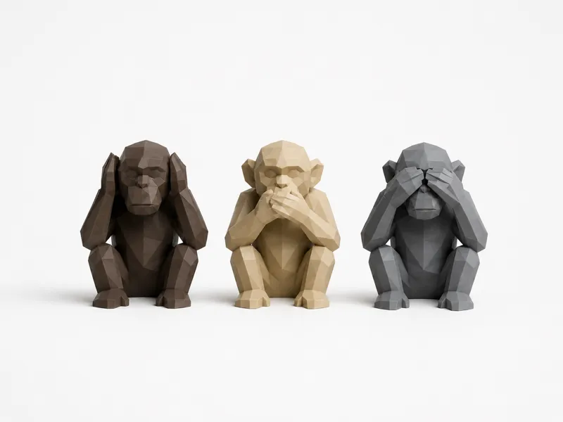 3 apes - hear no evil, speak no evil, see no evil
