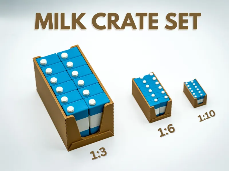 Milk Crate & Cartons Set (1:3, 1:6, 1:10)