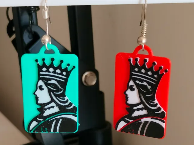 Queen card earrings