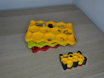 Parametric Stackable Hardware Organizer HEX Tray 