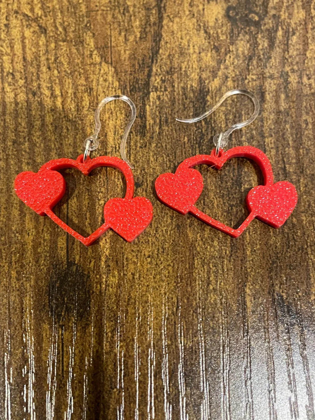 Triple Heart Dangle Earrings view 2