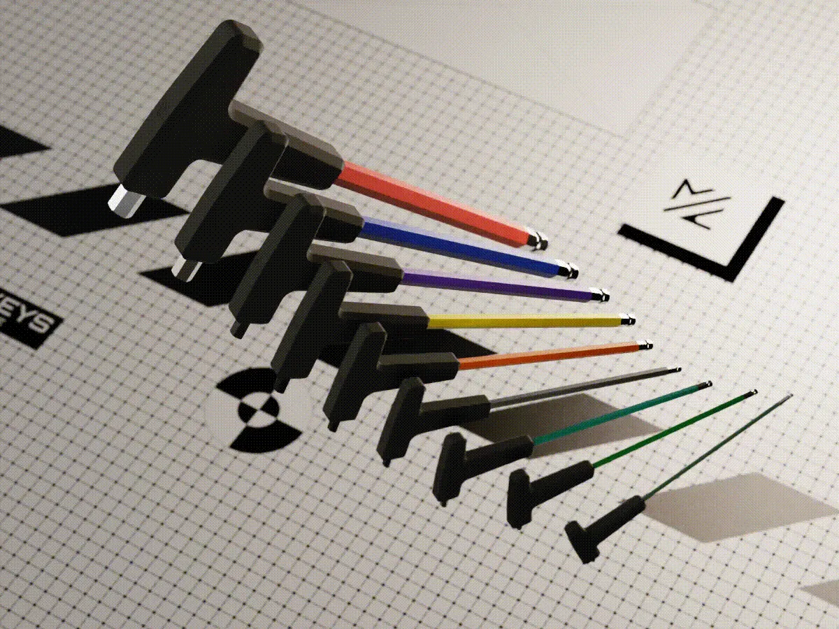 Allen key handles full set // print-in-place by martonlengyel.design ...