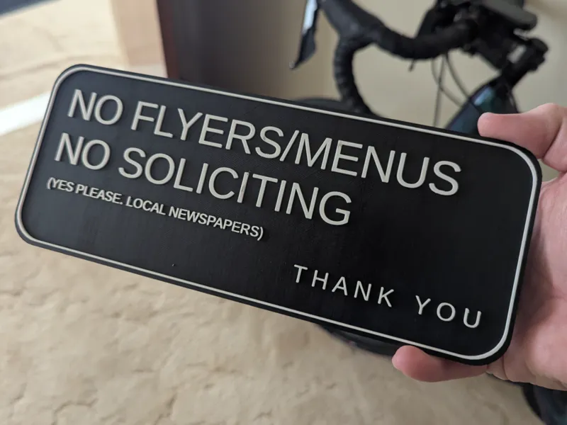 No Flyers/Menus/Soliciting Sign
