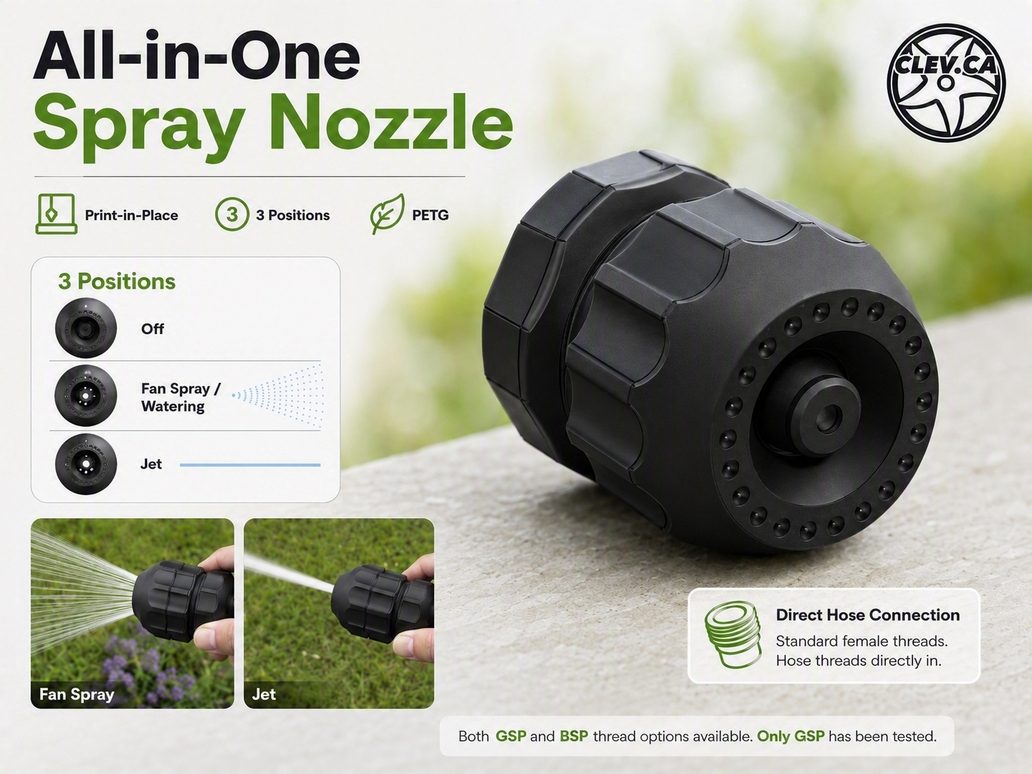 All-in-One Low Profile Garden Hose Spray Nozzle - 1