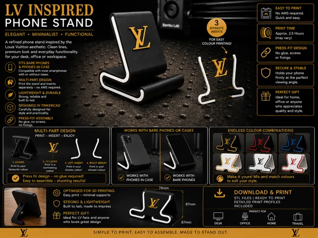 LV Inspired Phone Stand V2 (No AMS Required)