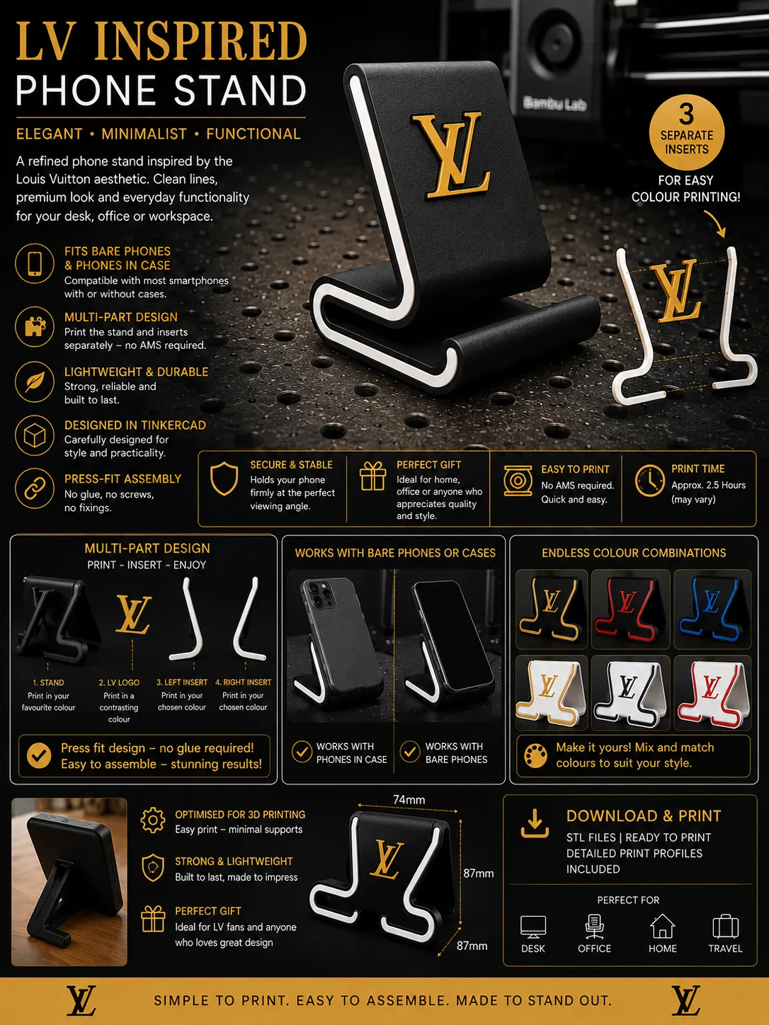 LV Inspired Phone Stand V2 (No AMS Required) view 2