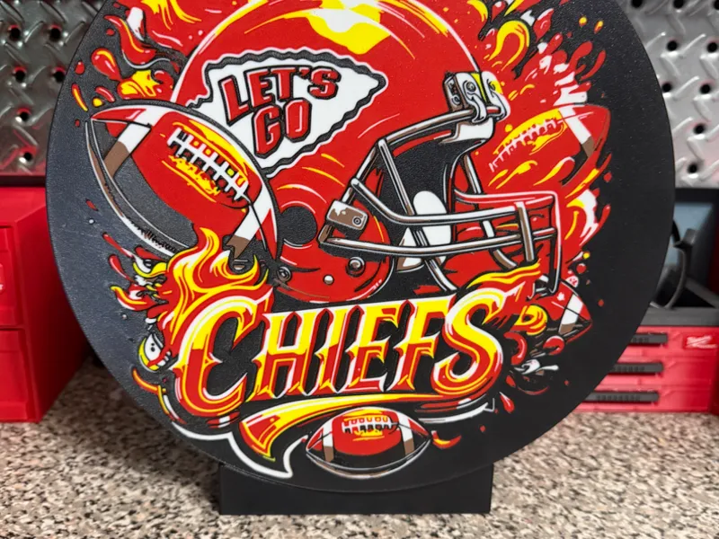 KC CHIEFS ROUND LIGHT BOX WITH BASE