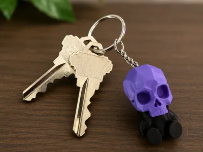 Low Poly Skull Character Keyring