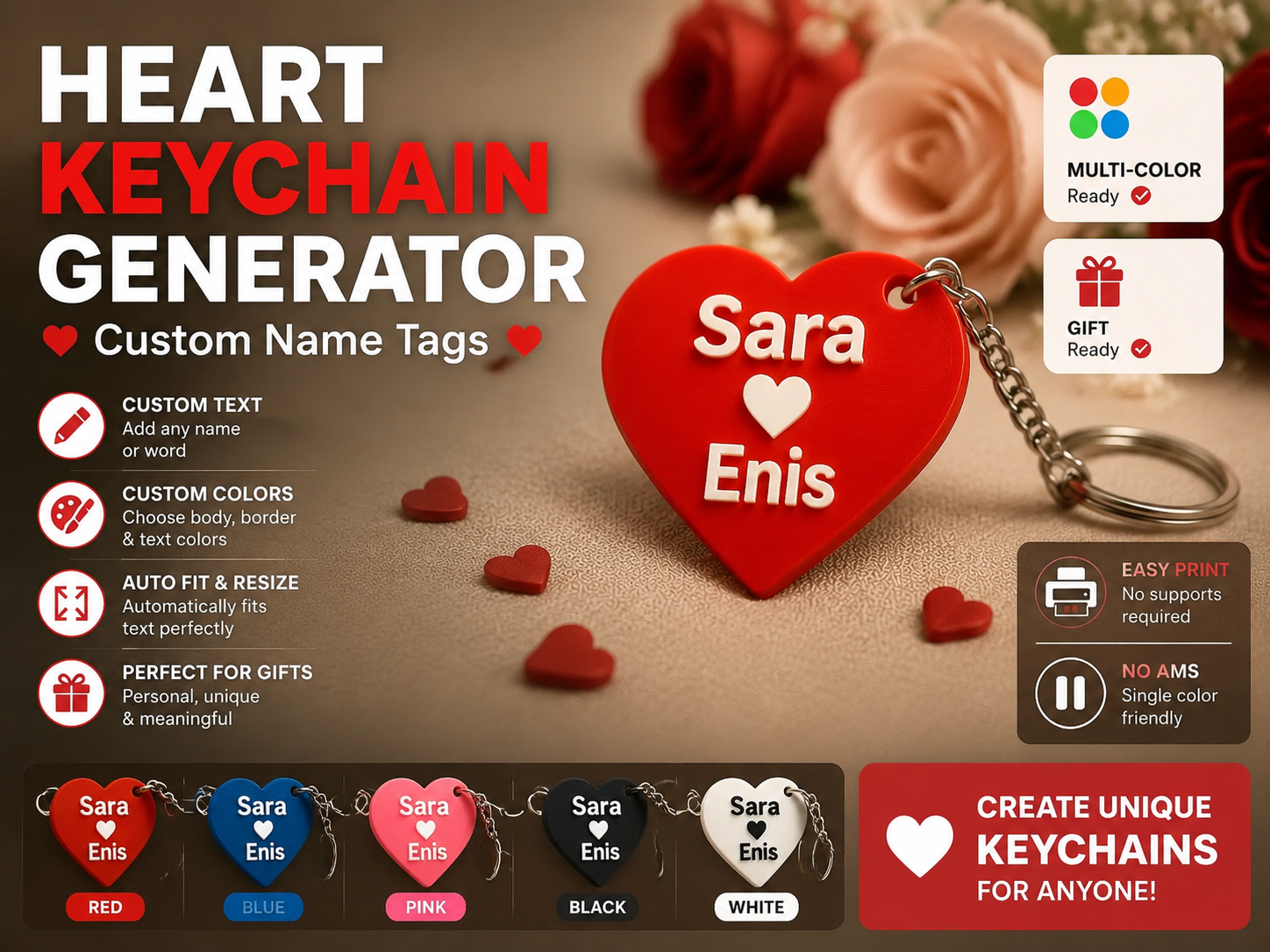 Heart Keychain Generator | Custom Name Tags